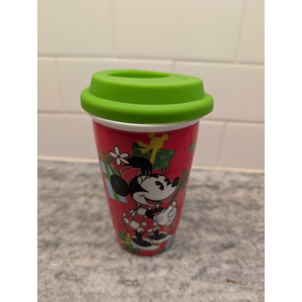 Disney Minnie Mouse Insulated Ceramic Travel Mug Rubber Cover